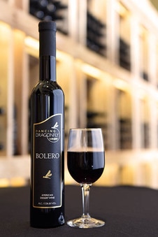 Picture of a bottle and a glass of Bolero port-style dessert wine