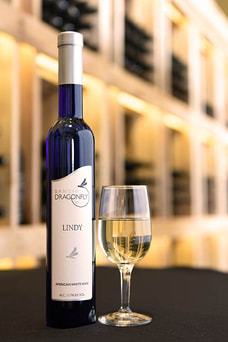 Picture of a bottle and a glass of Lindy white dessert wine